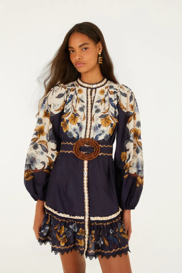 Golden Nature Navy Blue Mini Dress
