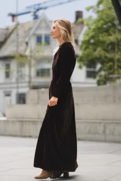 Greta Velvet Long Dress Chocolate