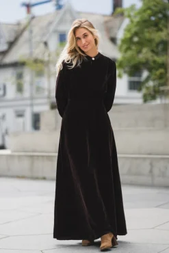 Greta Velvet Long Dress Chocolate