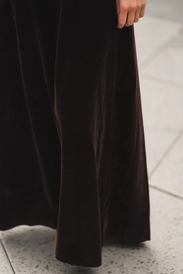 Greta Velvet Long Dress Chocolate