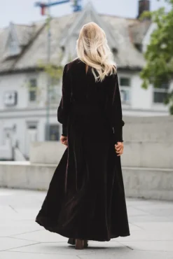 Greta Velvet Long Dress Chocolate