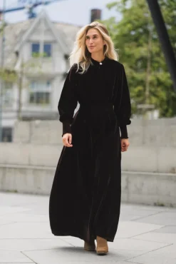 Greta Velvet Long Dress Chocolate
