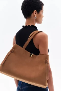 Gyoza Tote Suede Cognac