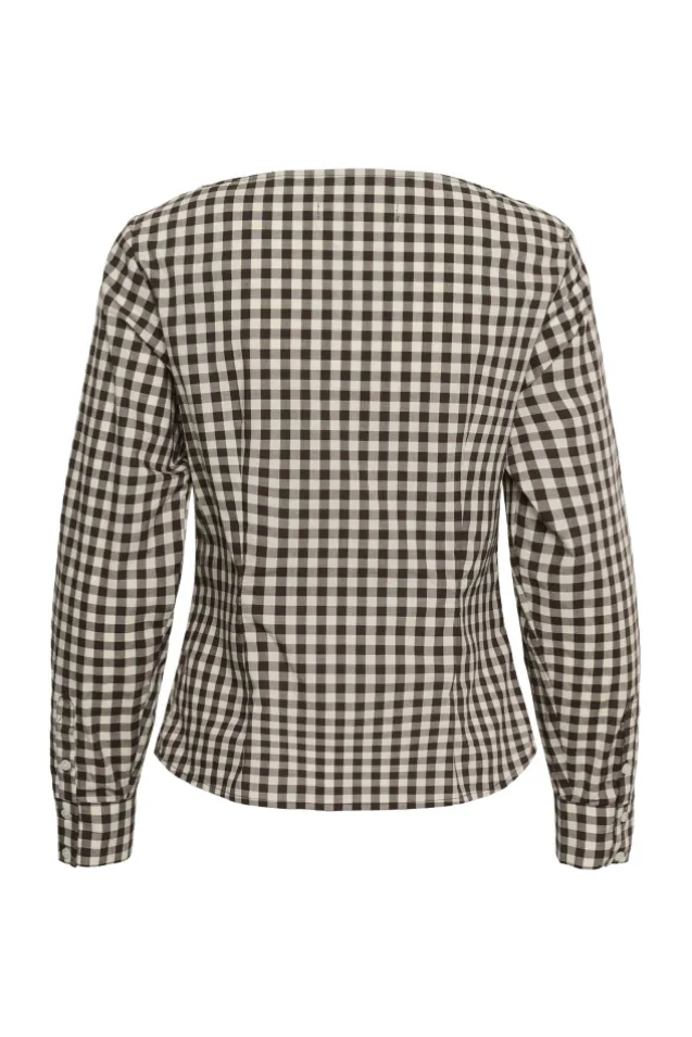 Haima Fitted Shirt Gingham Choko Tort/Pearl Ivory