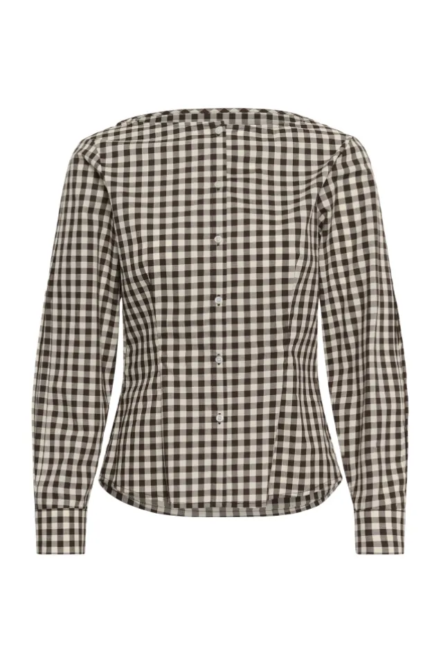 Haima Fitted Shirt Gingham Choko Tort/Pearl Ivory