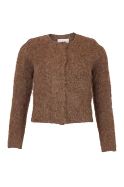 Hairy Knit Jacket Brown