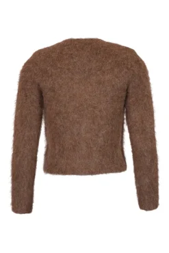 Hairy Knit Jacket Brown
