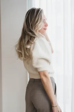 Hairy Knit Puffed Jacket Offwhite