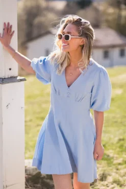 Halli Linen Dress Light Blue
