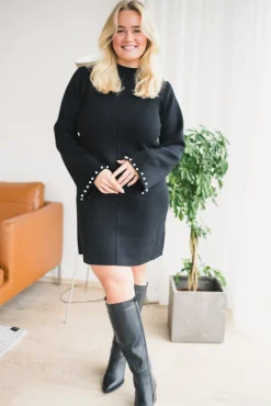 Hama LS Pearl Knit Dress Black