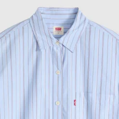 Harlie Boyfriend Shirt Amari Stripe Chambray Blue