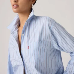 Harlie Boyfriend Shirt Amari Stripe Chambray Blue