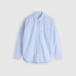 Harlie Boyfriend Shirt Amari Stripe Chambray Blue