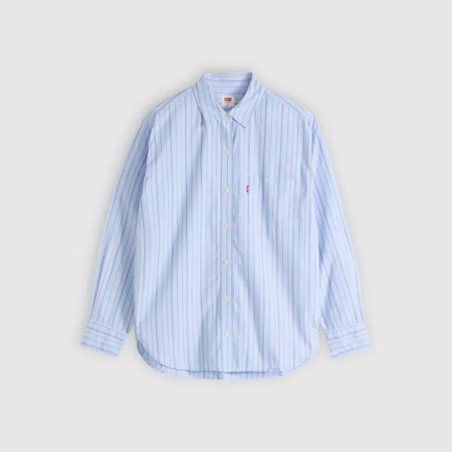 Harlie Boyfriend Shirt Amari Stripe Chambray Blue