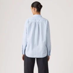 Harlie Boyfriend Shirt Amari Stripe Chambray Blue