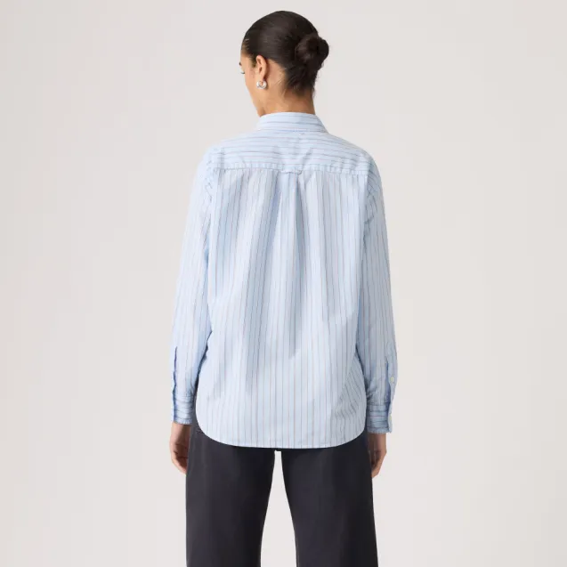 Harlie Boyfriend Shirt Amari Stripe Chambray Blue