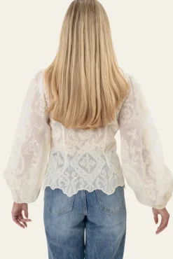 Hazelic Shirt Vintage Off White Lace