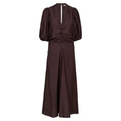 Hera SS Puff Dress Dark Brown