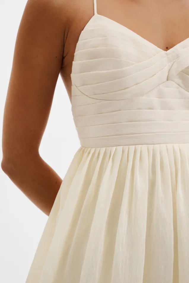 Hera Tie-Back Ruffled Mini Dress Pearl