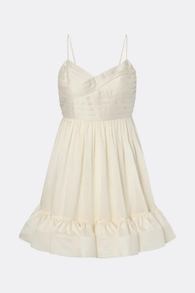 Hera Tie-Back Ruffled Mini Dress Pearl
