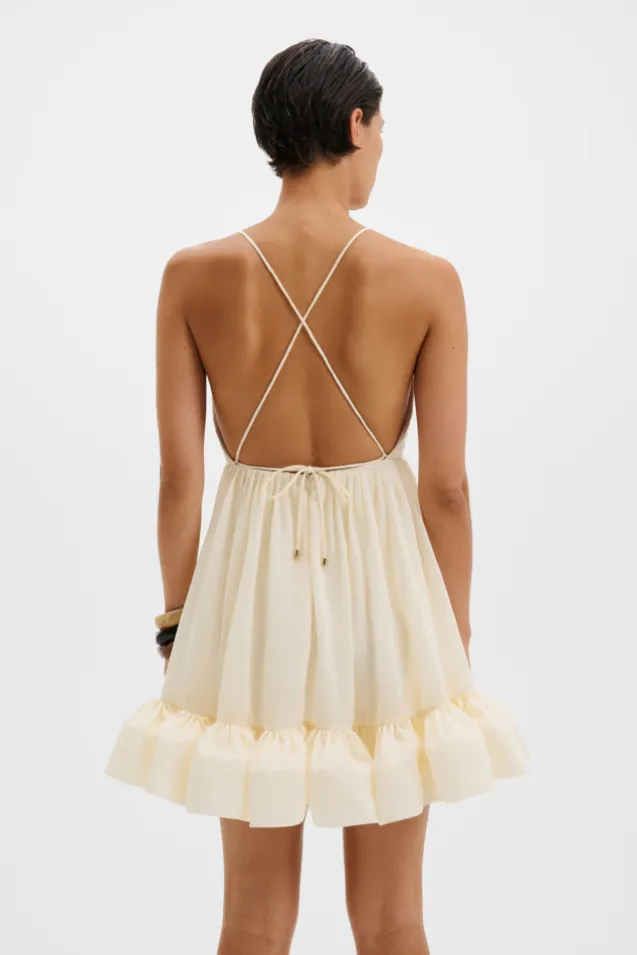 Hera Tie-Back Ruffled Mini Dress Pearl