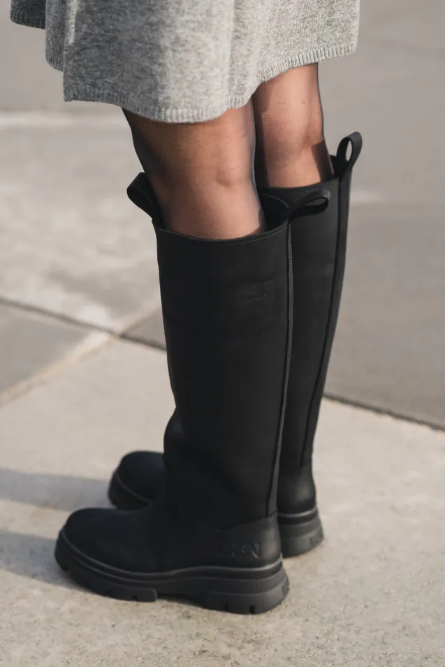 High Leather Boots New Black