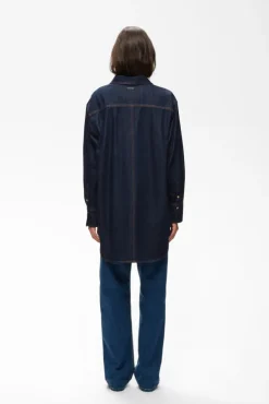 Hiro Oversized Shirt Washed Dark Blue Denim