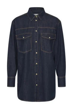 Hiro Oversized Shirt Washed Dark Blue Denim