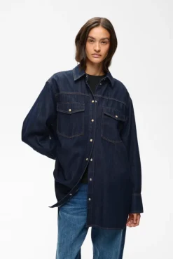 Hiro Oversized Shirt Washed Dark Blue Denim