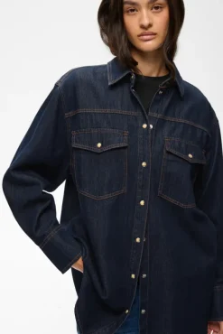 Hiro Oversized Shirt Washed Dark Blue Denim