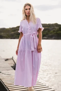 Ida Maja 2/4 Shirt Dress STP B White/S Lilac