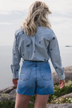 Ida Maja Shirt STP EMB Bright White/Quiet Harbor Flower