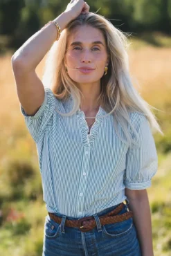 Ida Maja 2/4 V Shirt STP B White/Eng Ivy