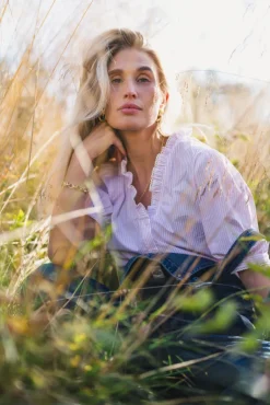 Ida Maja 2/4 V Shirt STP B White/S Lilac