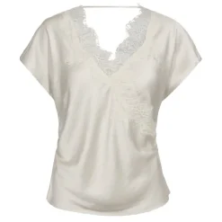 Idun Lace SS Blouse Offwhite
