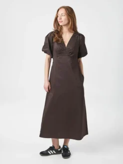 Illana Poplin Dress Chocolate Brown