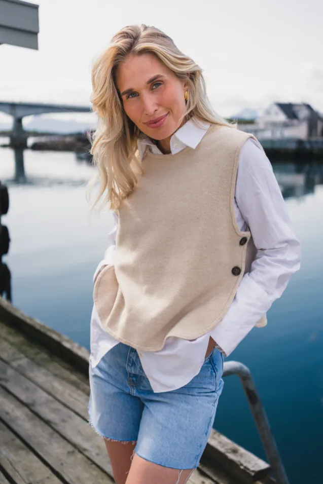 Ina Emma Vest Oatmeal Melange