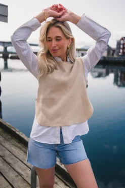 Ina Emma Vest Oatmeal Melange