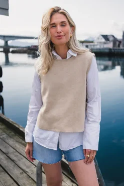 Ina Emma Vest Oatmeal Melange