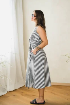 Inez Dress Navy Stripe