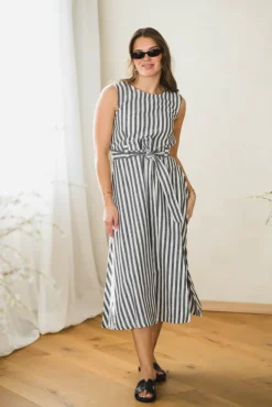 Inez Dress Navy Stripe