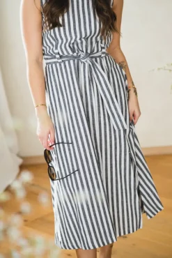 Inez Dress Navy Stripe