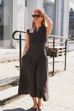 Irena Poplin Dress Chocolate Brown