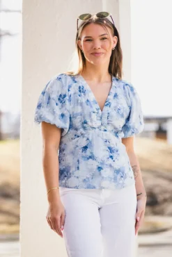 Irina Floral Fusion Blouse Blue