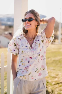 Irina Flower Blouse Offwhite