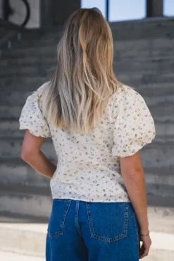 Irina Small Rose Flower Blouse Light Yellow