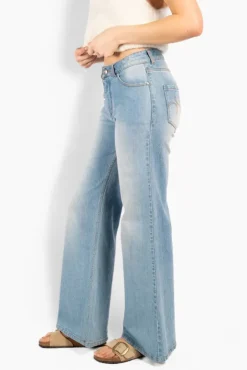 Irina Wide Leg Jeans Light Wash Blue Denim