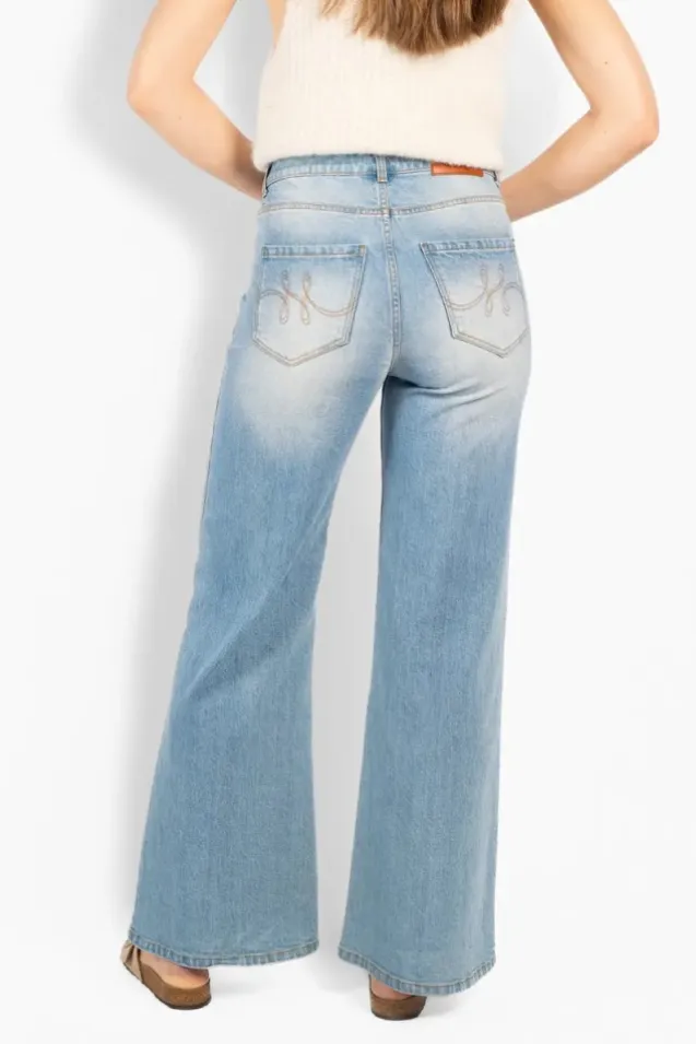 Irina Wide Leg Jeans Light Wash Blue Denim