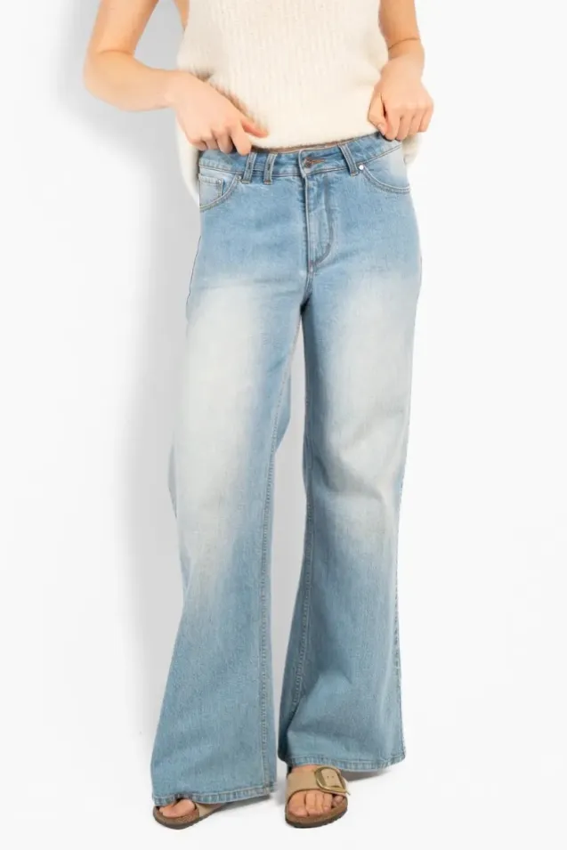 Irina Wide Leg Jeans Light Wash Blue Denim
