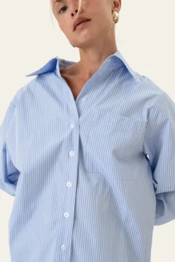 Isabellaic Shirt Blue White Stripes
